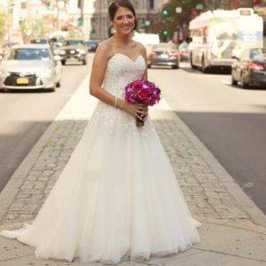 Wedding dress ft. bold beading w/Swarovski crystals on Lucia embroidered Motif